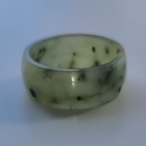 Natural Nephrite Green Jade Gemstone Ring